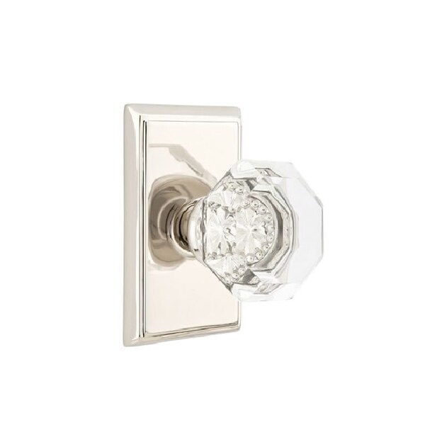 Emtek Old Town Crystal Knob 2-3/8 in Backset Passage w/Rectangular Rose for 1-1/4 in to 2 in Door 8121OTUS14 - main